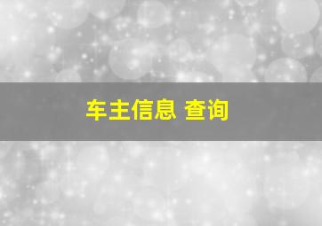 车主信息 查询